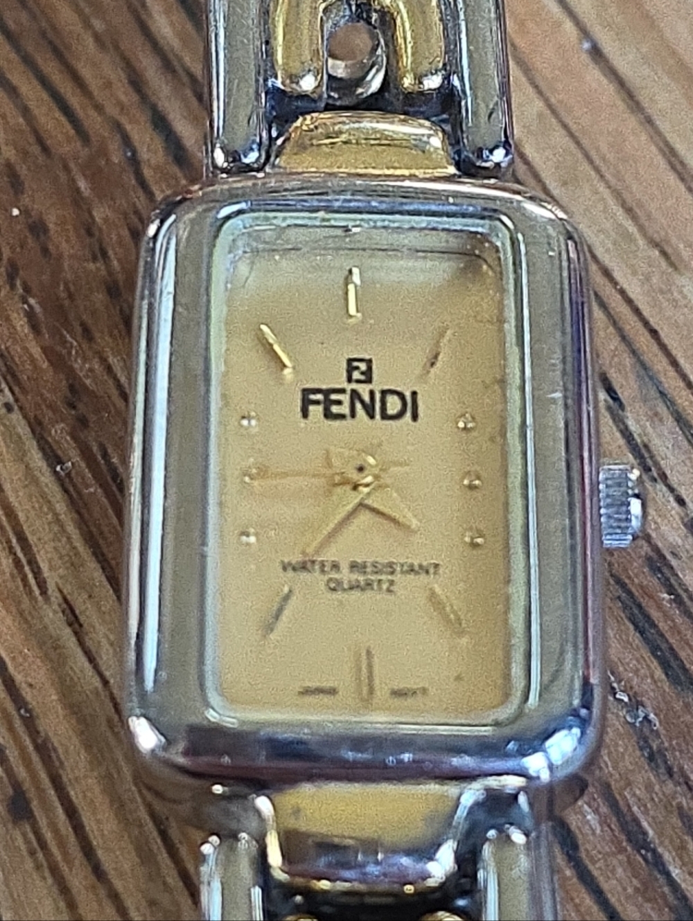 Ladies 70s Fendi Two-Tone Silver & Gold Bracelet Quartz Watch Water Resistant